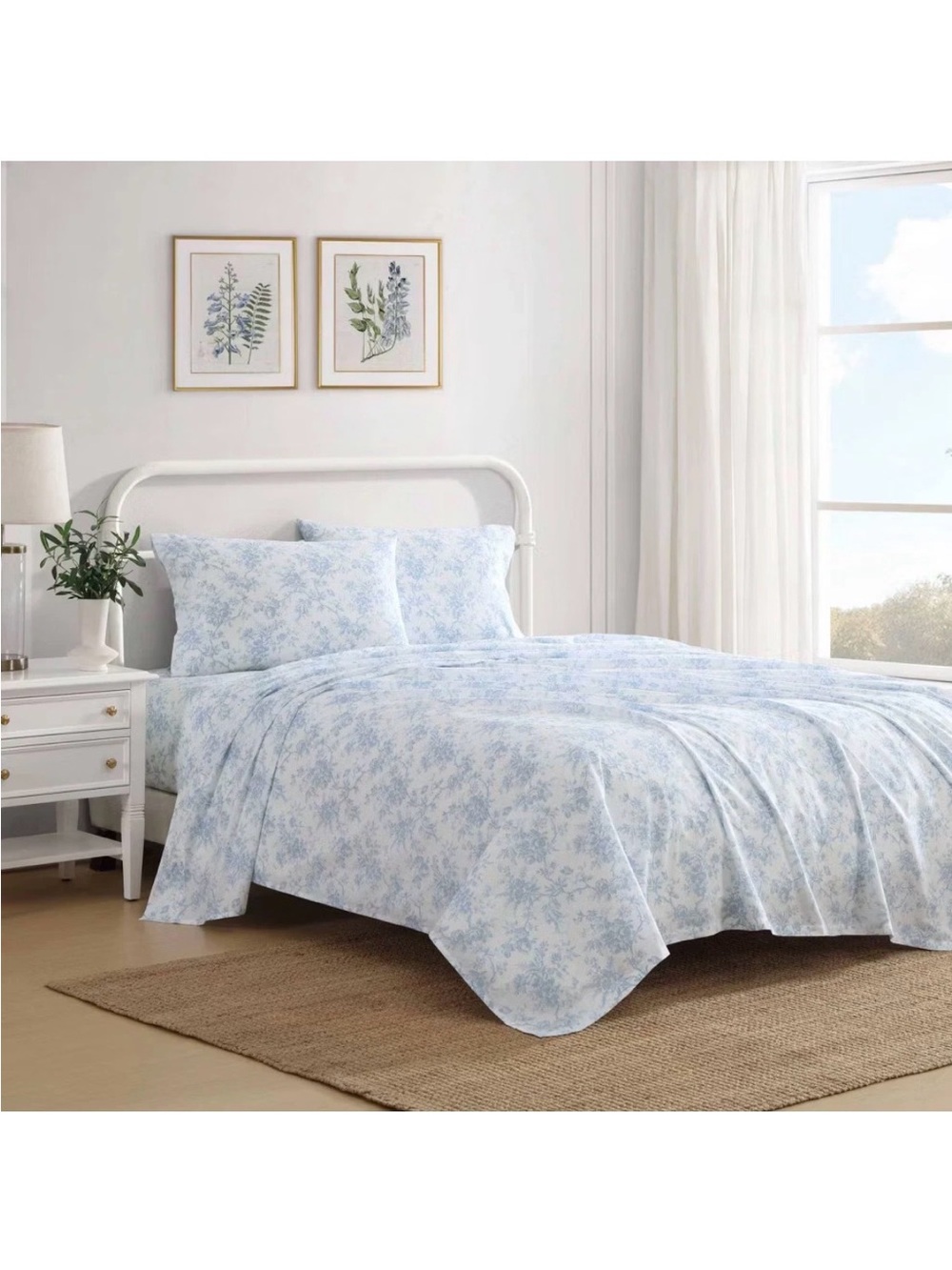 Laura Ashley Twin Walled Garden Twin Sheet Set Blue